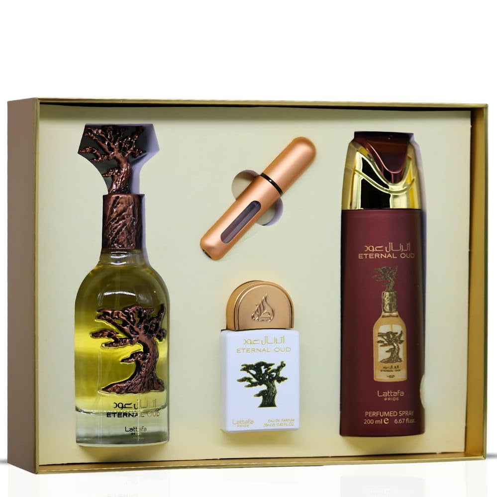 Coffret Cadeau Eternal Oud Eau de Parfum 3 Pièces – Lattafa Pride