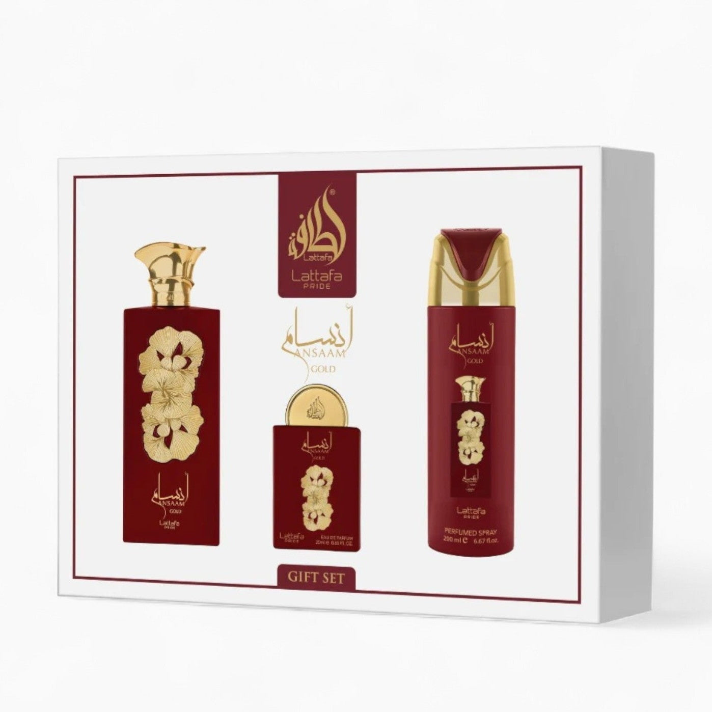 Coffret Cadeau Ansaam Eau de Parfum 3 Pièces – Lattafa Pride