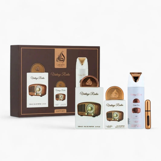 Coffret Cadeau Vintage Radio Eau de Parfum 3 Pièces – Lattafa Pride