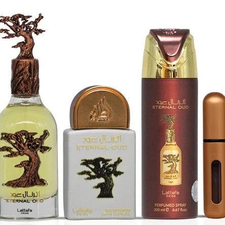 Coffret Cadeau Eternal Oud Eau de Parfum 3 Pièces – Lattafa Pride