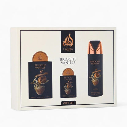 Coffret Cadeau Brioche Vanille Eau de Parfum 3 Pièces – Lattafa Pride