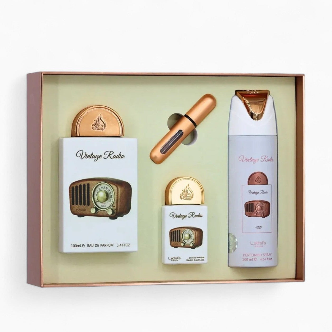 Coffret Cadeau Vintage Radio Eau de Parfum 3 Pièces – Lattafa Pride