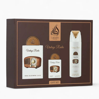 Coffret Cadeau Vintage Radio Eau de Parfum 3 Pièces – Lattafa Pride